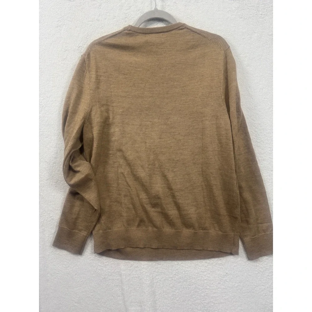 Calvin Klein Mens Merino Wool Blend Crewneck Sweater Camel Tan L S104-0001 NWT